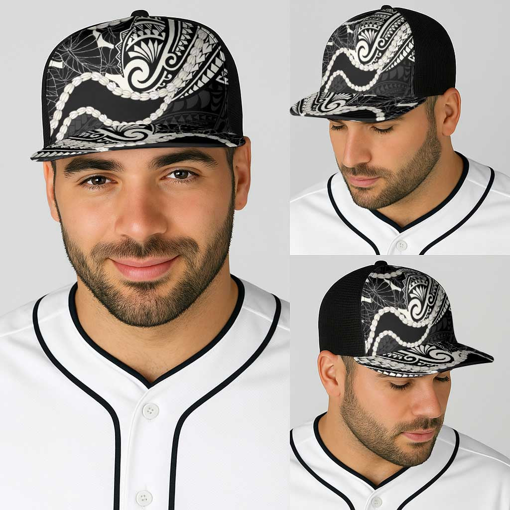 Aloha Hawaii Kalo Pikake Lei Baseball Net Cap Chest Tattoo Black Hawaiian Pattern LT14 - Polynesian Pride