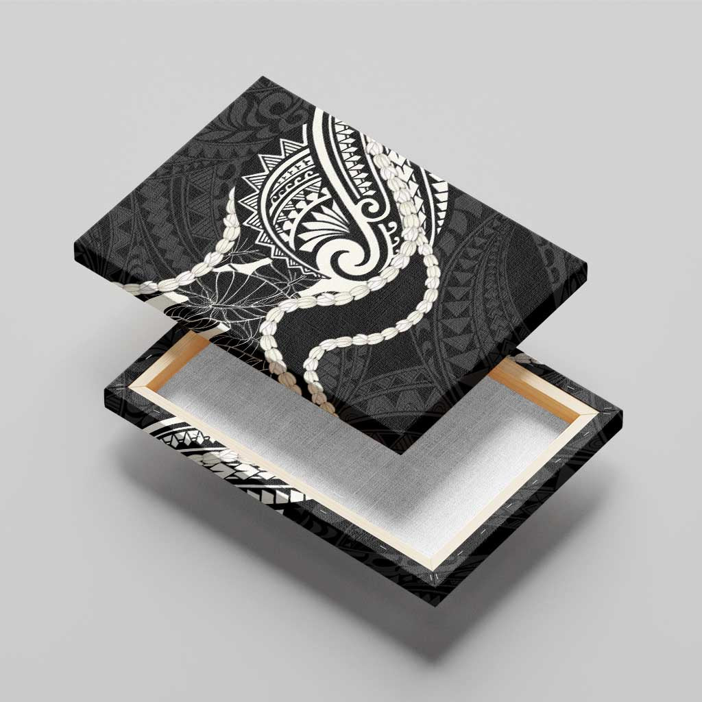 Aloha Hawaii Kalo Pikake Lei Canvas Wall Art Chest Tattoo Black Hawaiian Pattern