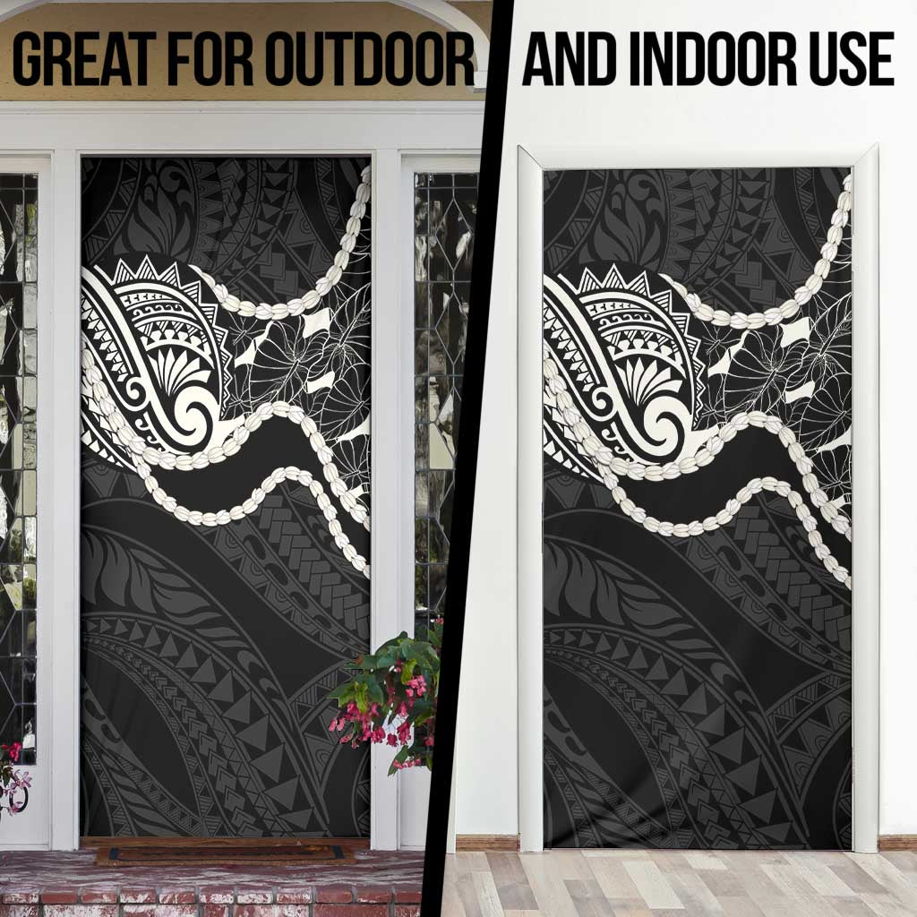 Aloha Hawaii Kalo Pikake Lei Door Cover Chest Tattoo Black Hawaiian Pattern