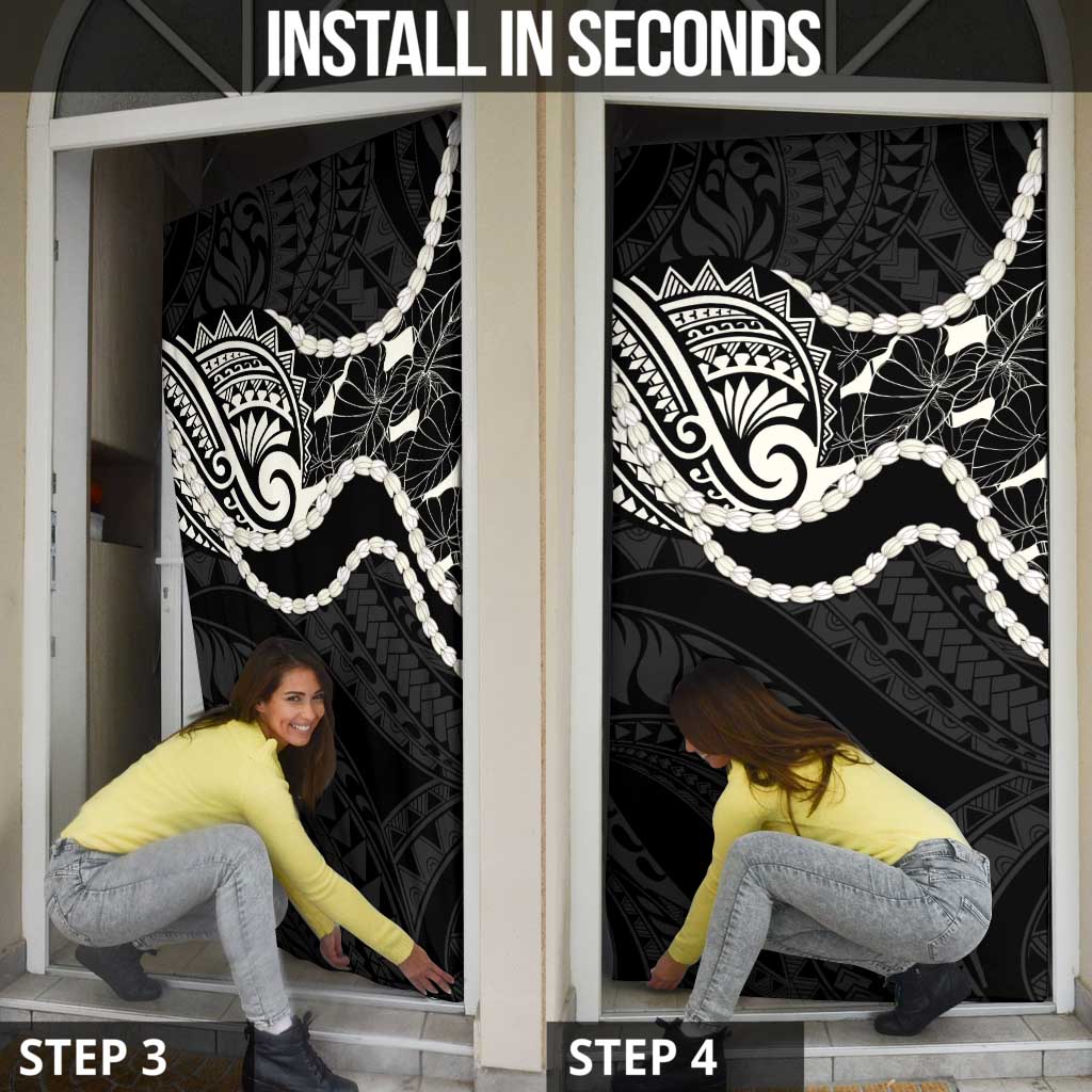 Aloha Hawaii Kalo Pikake Lei Door Cover Chest Tattoo Black Hawaiian Pattern