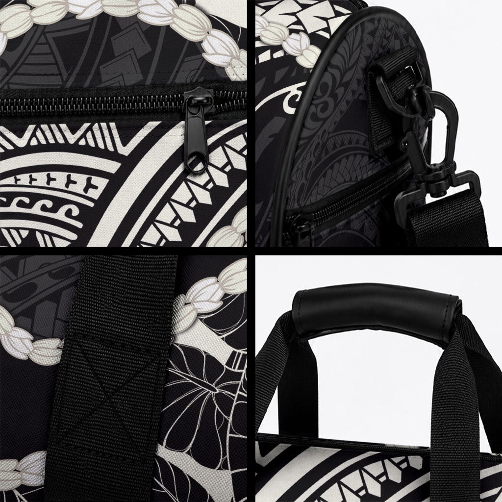 Aloha Hawaii Kalo Pikake Lei Duffle Bag Chest Tattoo Black Hawaiian Pattern