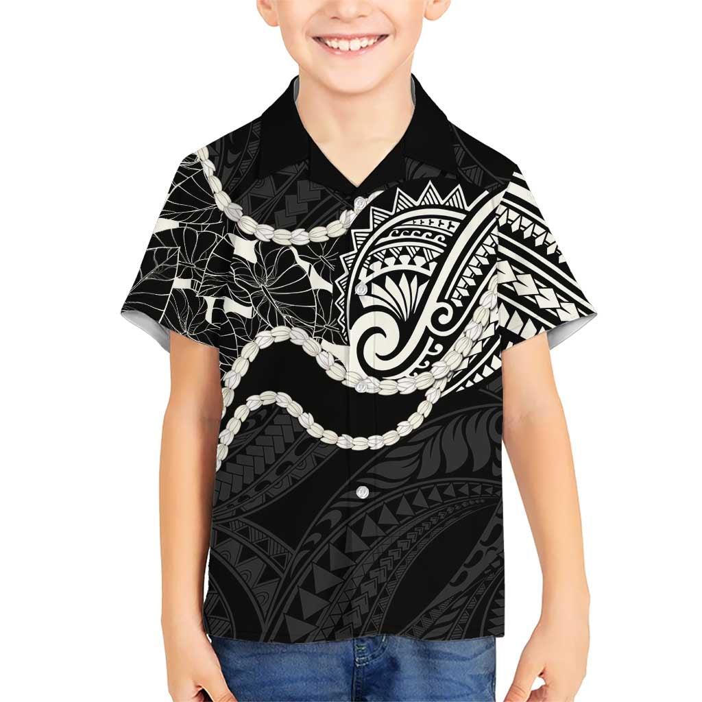 Aloha Hawaii Kalo Pikake Lei Family Matching Puletasi and Hawaiian Shirt Chest Tattoo Black Hawaiian Pattern