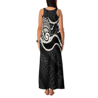 Aloha Hawaii Kalo Pikake Lei Family Matching Tank Maxi Dress and Hawaiian Shirt Chest Tattoo Black Hawaiian Pattern LT14 - Polynesian Pride