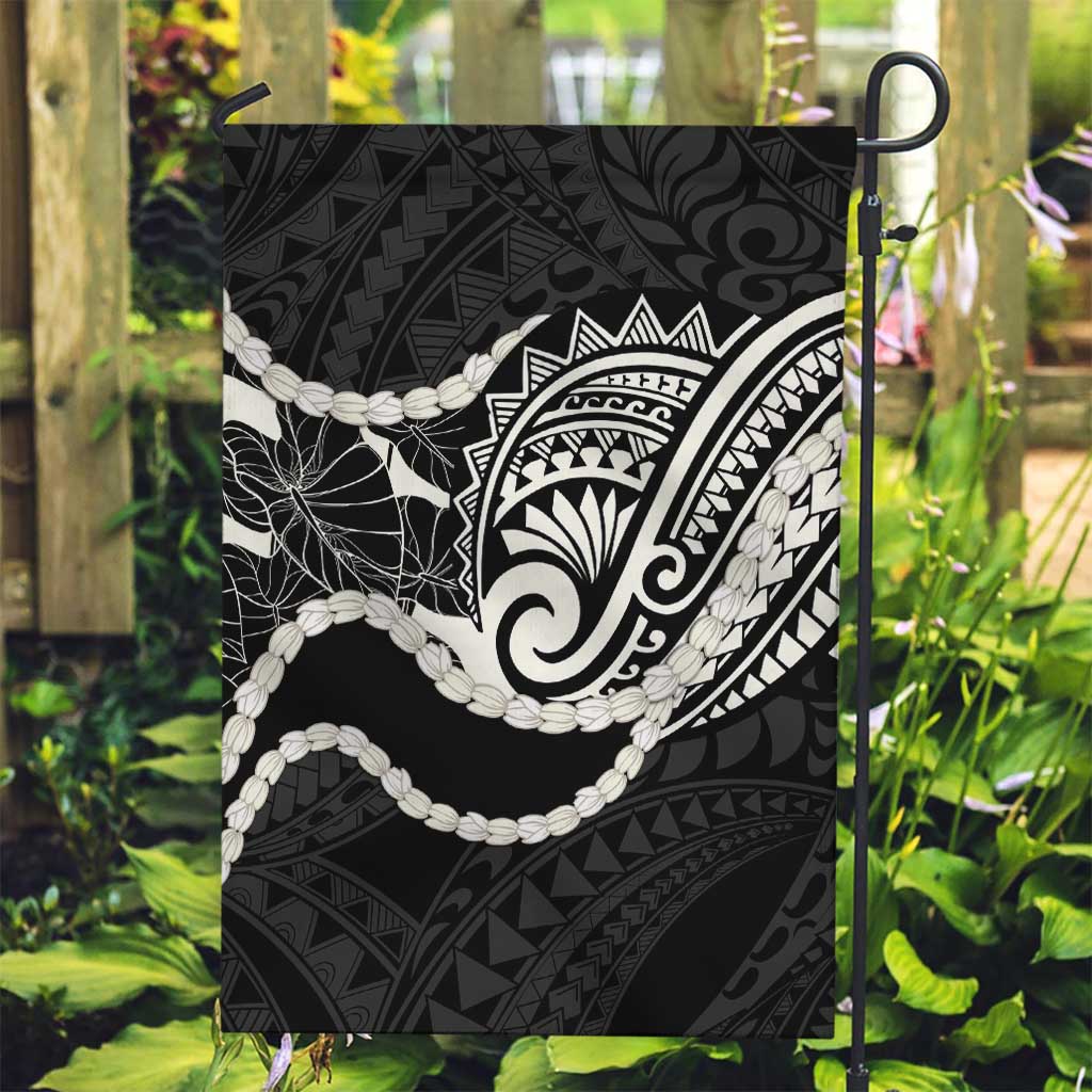 Aloha Hawaii Kalo Pikake Lei Garden Flag Chest Tattoo Black Hawaiian Pattern LT14 Garden Flag Black - Polynesian Pride
