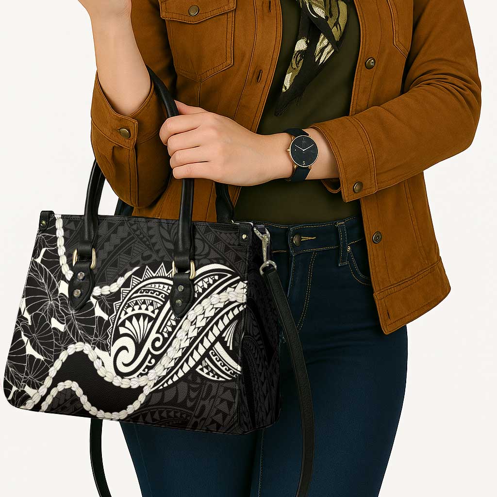 Aloha Hawaii Kalo Pikake Lei Leather Bag Chest Tattoo Black Hawaiian Pattern