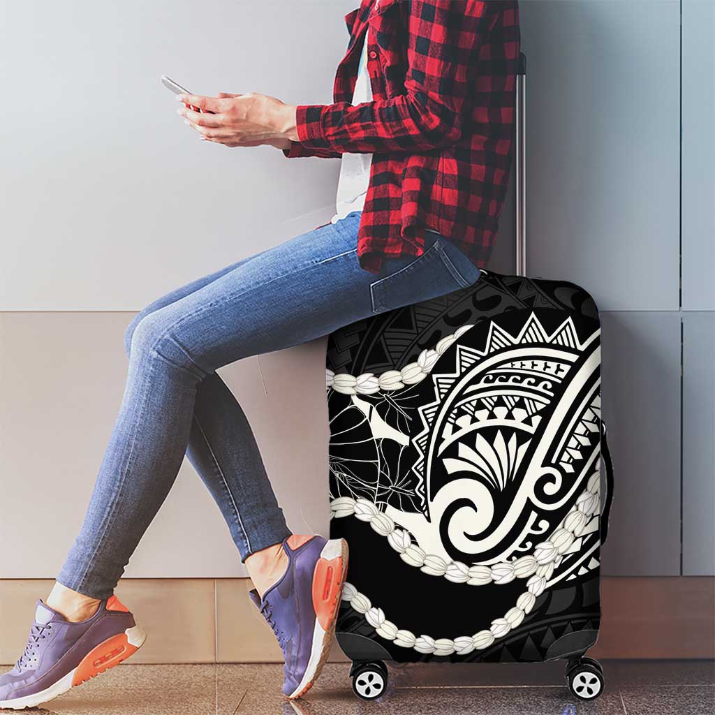 Aloha Hawaii Kalo Pikake Lei Luggage Cover Chest Tattoo Black Hawaiian Pattern