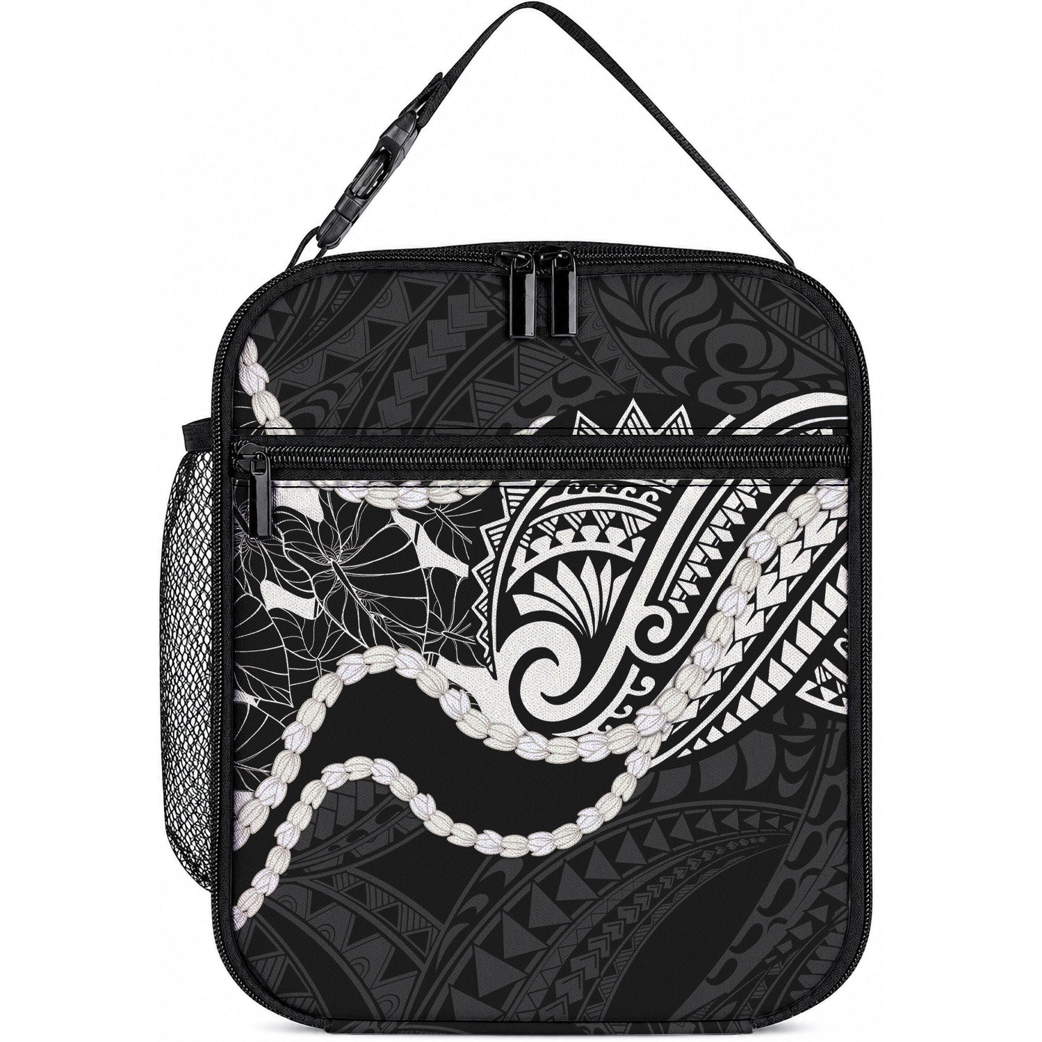 Aloha Hawaii Kalo Pikake Lei Lunch Bag Chest Tattoo Black Hawaiian Pattern