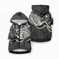Aloha Hawaii Kalo Pikake Lei Pet Hoodie Chest Tattoo Black Hawaiian Pattern