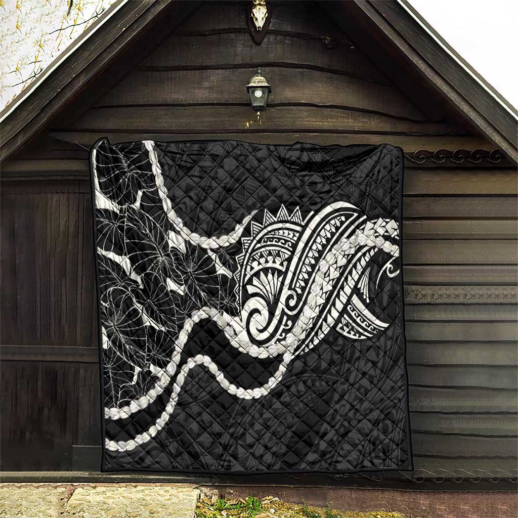 Aloha Hawaii Kalo Pikake Lei Quilt Chest Tattoo Black Hawaiian Pattern