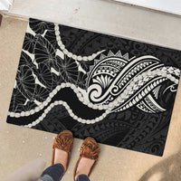 Aloha Hawaii Kalo Pikake Lei Rubber Doormat Chest Tattoo Black Hawaiian Pattern