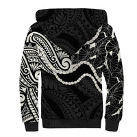 Aloha Hawaii Kalo Pikake Lei Sherpa Hoodie Chest Tattoo Black Hawaiian Pattern