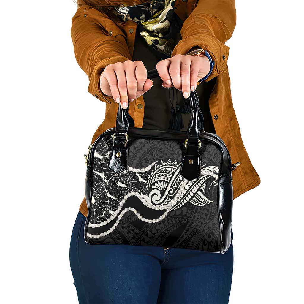 Aloha Hawaii Kalo Pikake Lei Shoulder Handbag Chest Tattoo Black Hawaiian Pattern