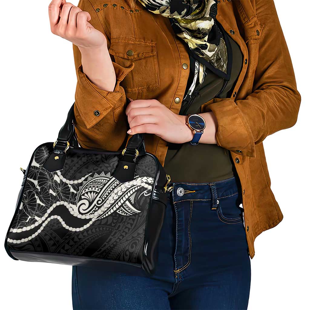 Aloha Hawaii Kalo Pikake Lei Shoulder Handbag Chest Tattoo Black Hawaiian Pattern