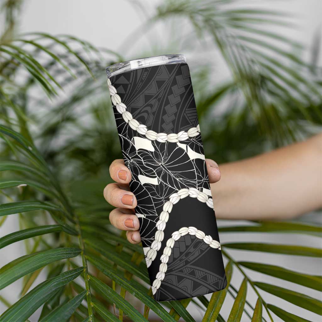 Aloha Hawaii Kalo Pikake Lei Skinny Tumbler Chest Tattoo Black Hawaiian Pattern LT14 - Polynesian Pride