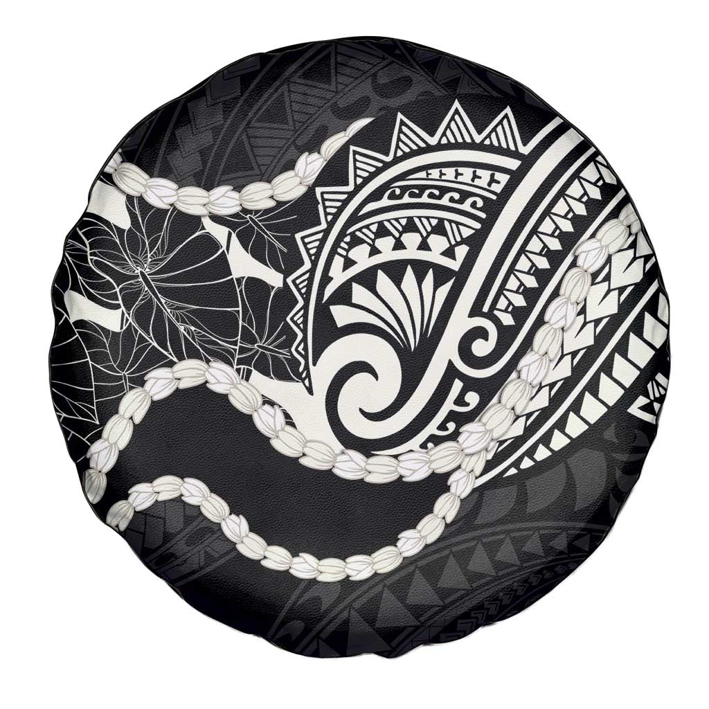 Aloha Hawaii Kalo Pikake Lei Spare Tire Cover Chest Tattoo Black Hawaiian Pattern