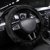 Aloha Hawaii Kalo Pikake Lei Steering Wheel Cover Chest Tattoo Black Hawaiian Pattern