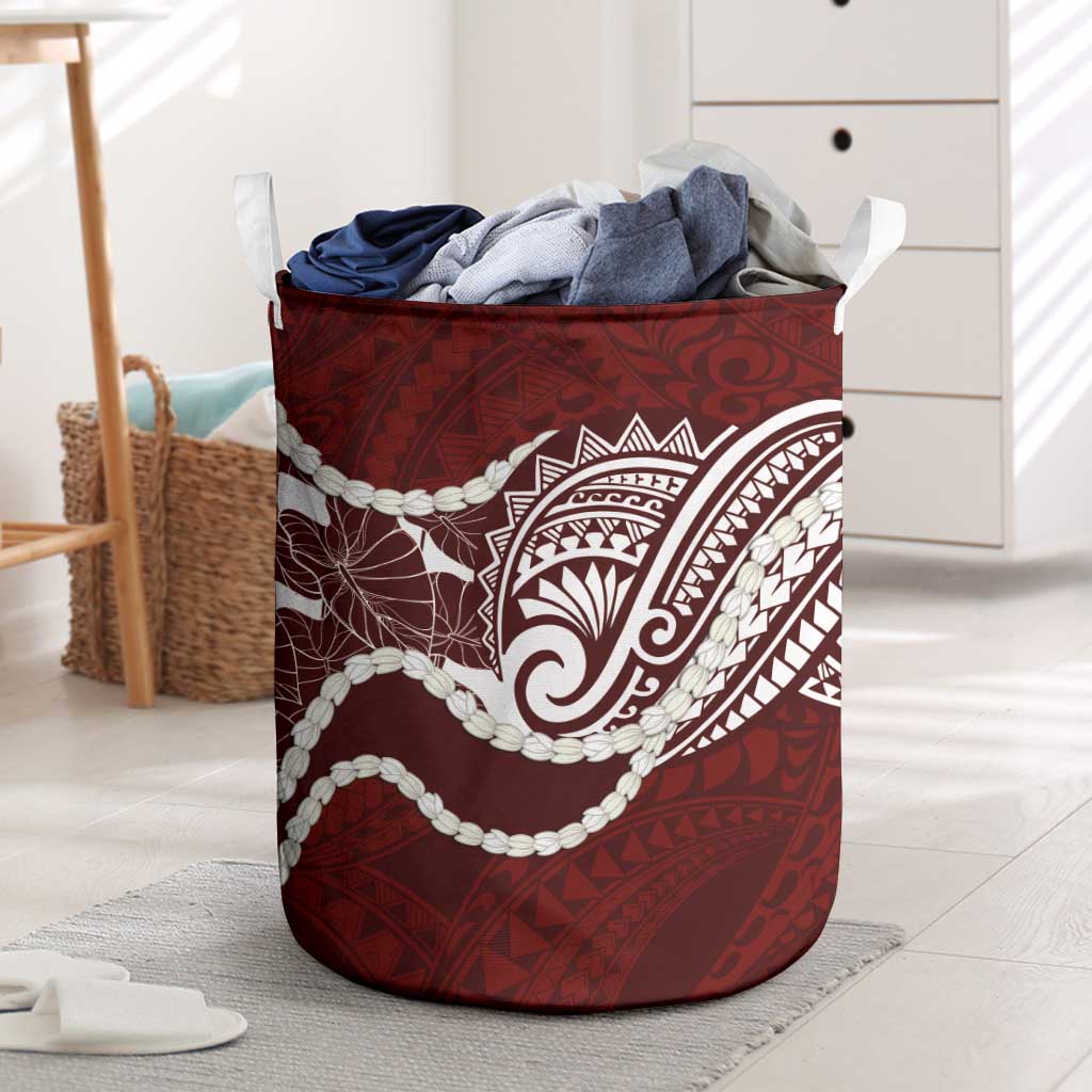 Aloha Hawaii Kalo Pikake Lei Laundry Basket Chest Tattoo Oxblood Hawaiian Pattern LT14 Oxblood - Polynesian Pride
