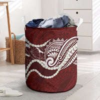 Aloha Hawaii Kalo Pikake Lei Laundry Basket Chest Tattoo Oxblood Hawaiian Pattern LT14 Oxblood - Polynesian Pride