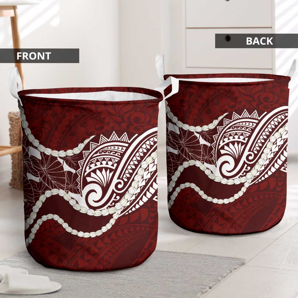 Aloha Hawaii Kalo Pikake Lei Laundry Basket Chest Tattoo Oxblood Hawaiian Pattern LT14 - Polynesian Pride