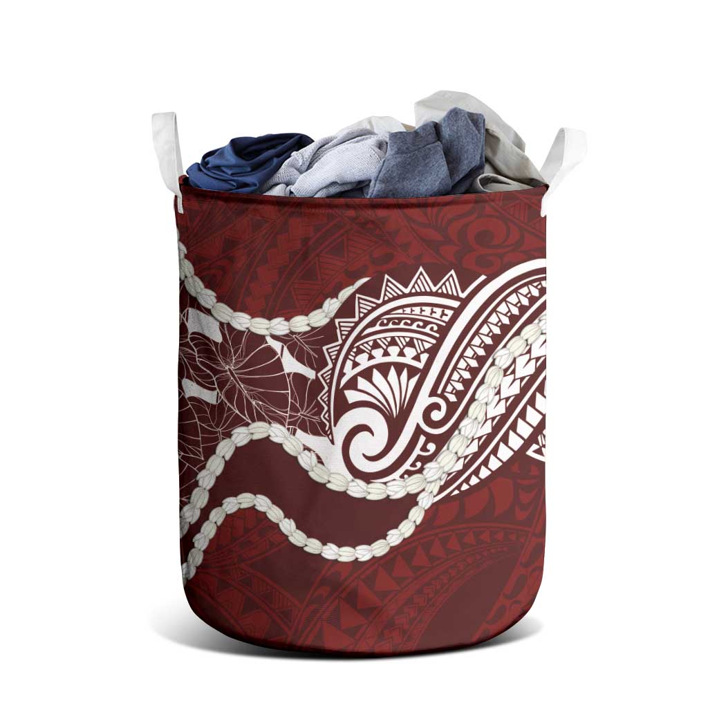 Aloha Hawaii Kalo Pikake Lei Laundry Basket Chest Tattoo Oxblood Hawaiian Pattern LT14 - Polynesian Pride