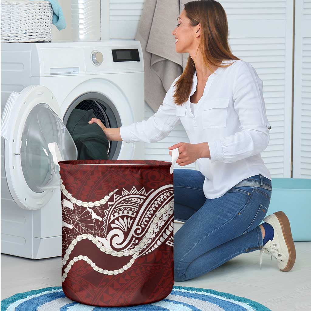 Aloha Hawaii Kalo Pikake Lei Laundry Basket Chest Tattoo Oxblood Hawaiian Pattern LT14 - Polynesian Pride