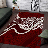 Aloha Hawaii Kalo Pikake Lei Area Rug Chest Tattoo Oxblood Hawaiian Pattern