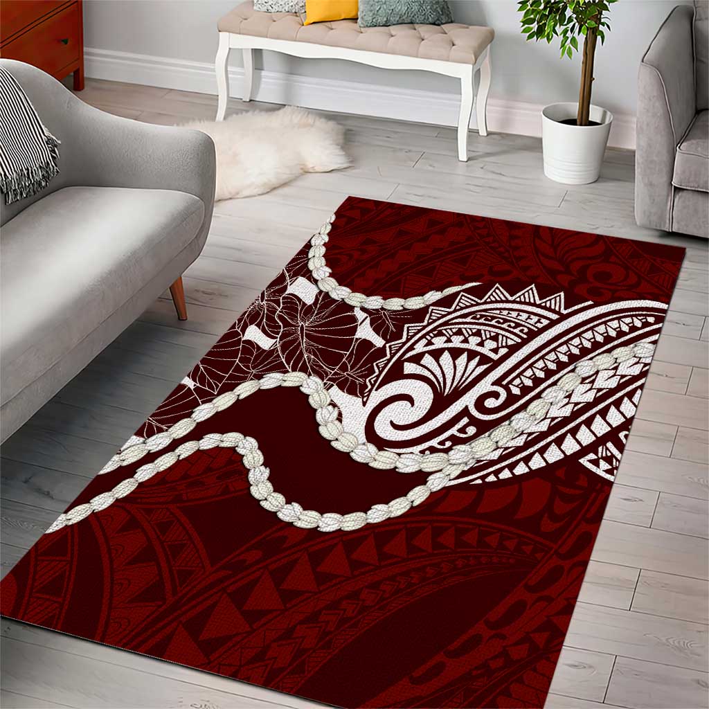 Aloha Hawaii Kalo Pikake Lei Area Rug Chest Tattoo Oxblood Hawaiian Pattern