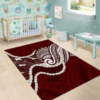 Aloha Hawaii Kalo Pikake Lei Area Rug Chest Tattoo Oxblood Hawaiian Pattern