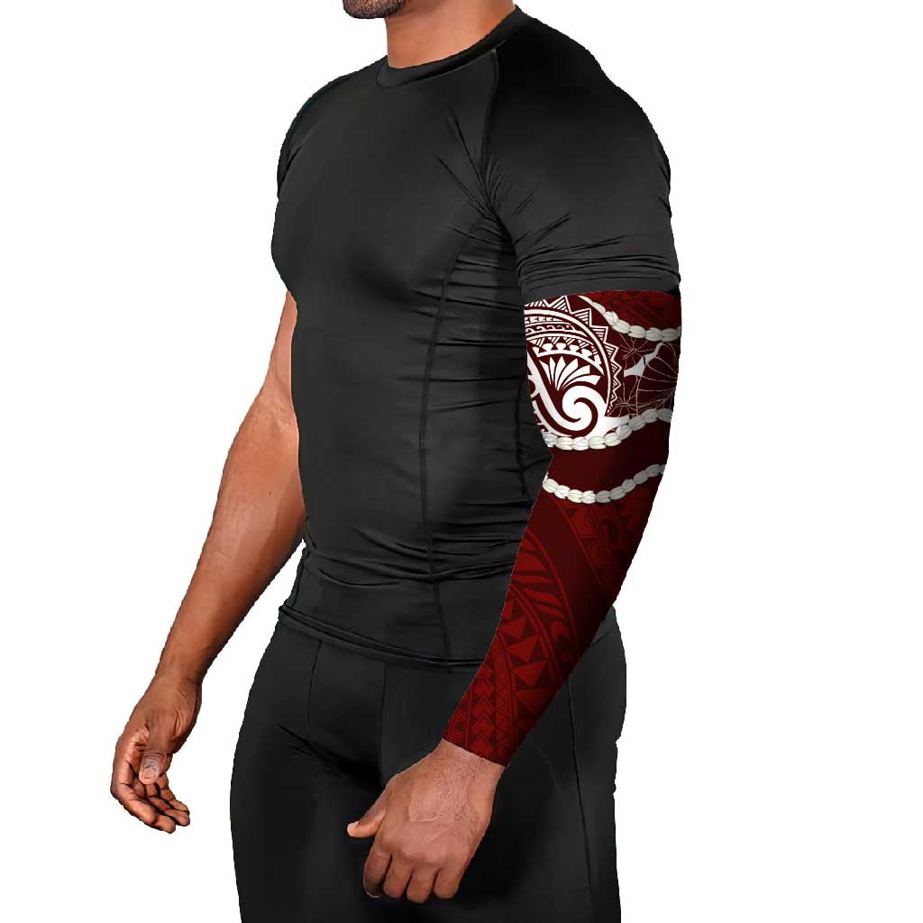 Aloha Hawaii Kalo Pikake Lei Arm Sleeves Chest Tattoo Oxblood Hawaiian Pattern