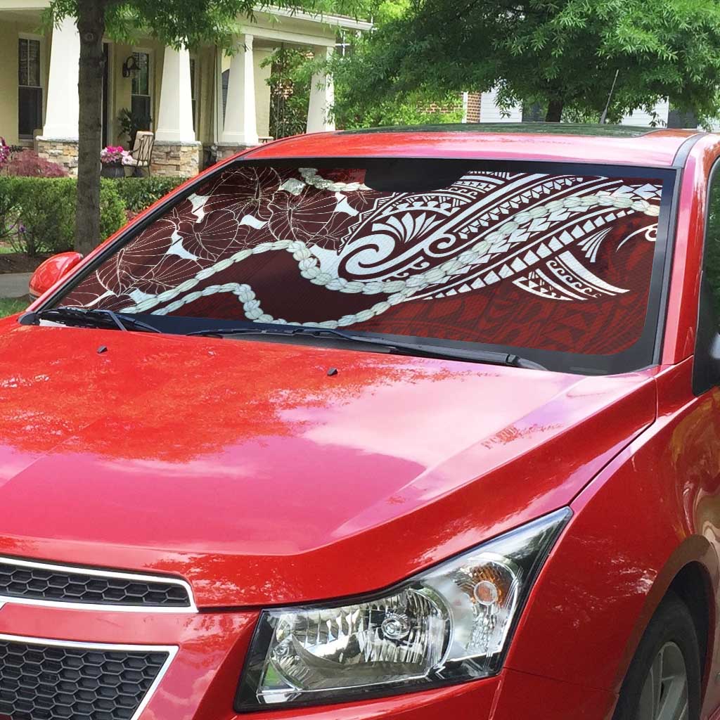 Aloha Hawaii Kalo Pikake Lei Auto Sun Shade Chest Tattoo Oxblood Hawaiian Pattern