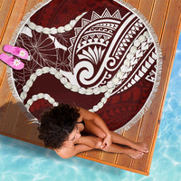 Aloha Hawaii Kalo Pikake Lei Beach Blanket Chest Tattoo Oxblood Hawaiian Pattern LT14 - Polynesian Pride