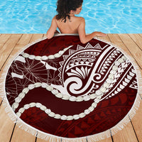 Aloha Hawaii Kalo Pikake Lei Beach Blanket Chest Tattoo Oxblood Hawaiian Pattern LT14 - Polynesian Pride