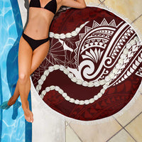 Aloha Hawaii Kalo Pikake Lei Beach Blanket Chest Tattoo Oxblood Hawaiian Pattern LT14 - Polynesian Pride