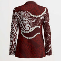 Aloha Hawaii Kalo Pikake Lei Blazer Chest Tattoo Oxblood Hawaiian Pattern