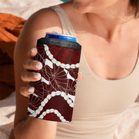 Aloha Hawaii Kalo Pikake Lei 4 in 1 Can Cooler Tumbler Chest Tattoo Oxblood Hawaiian Pattern