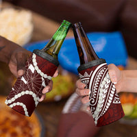 Aloha Hawaii Kalo Pikake Lei 4 in 1 Can Cooler Tumbler Chest Tattoo Oxblood Hawaiian Pattern