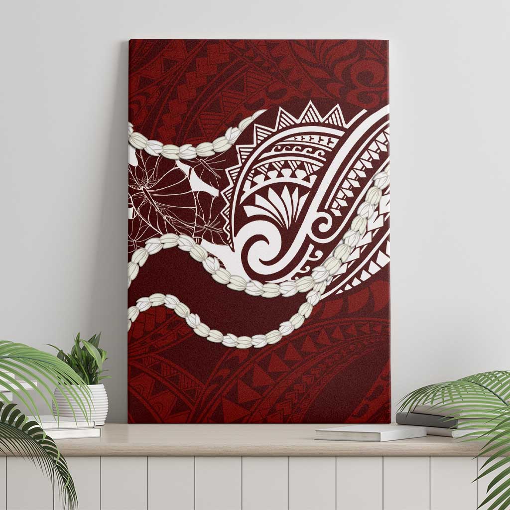 Aloha Hawaii Kalo Pikake Lei Canvas Wall Art Chest Tattoo Oxblood Hawaiian Pattern LT14 - Polynesian Pride