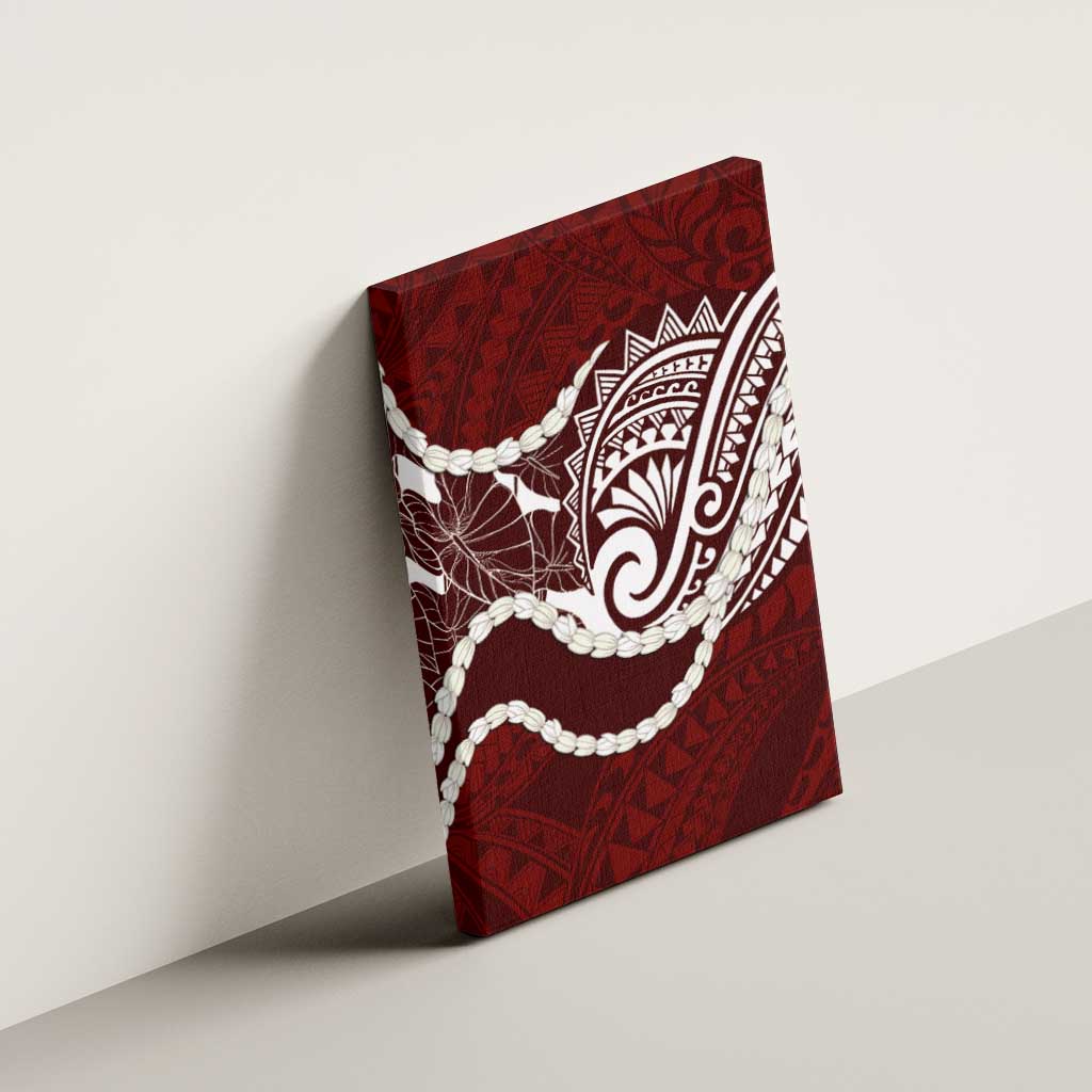Aloha Hawaii Kalo Pikake Lei Canvas Wall Art Chest Tattoo Oxblood Hawaiian Pattern LT14 - Polynesian Pride