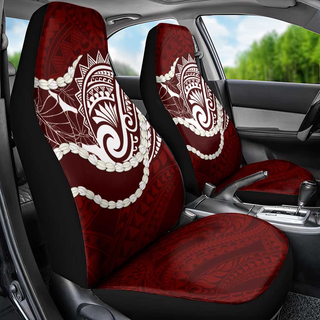 Aloha Hawaii Kalo Pikake Lei Car Seat Cover Chest Tattoo Oxblood Hawaiian Pattern LT14 - Polynesian Pride
