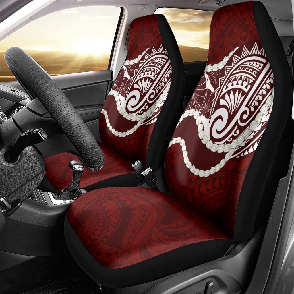 Aloha Hawaii Kalo Pikake Lei Car Seat Cover Chest Tattoo Oxblood Hawaiian Pattern LT14 - Polynesian Pride