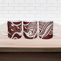 Aloha Hawaii Kalo Pikake Lei Ceramic Mug Chest Tattoo Oxblood Hawaiian Pattern
