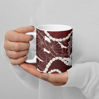 Aloha Hawaii Kalo Pikake Lei Ceramic Mug Chest Tattoo Oxblood Hawaiian Pattern