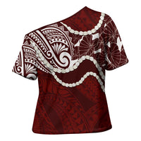 Aloha Hawaii Kalo Pikake Lei Cross Shoulder Shirt Chest Tattoo Oxblood Hawaiian Pattern LT14 - Polynesian Pride