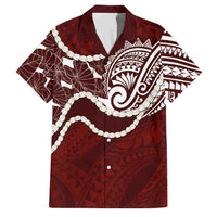 Aloha Hawaii Kalo Pikake Lei Family Matching Long Sleeve Bodycon Dress and Hawaiian Shirt Chest Tattoo Oxblood Hawaiian Pattern LT14 Dad's Shirt - Short Sleeve Oxblood - Polynesian Pride