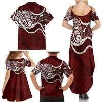 Aloha Hawaii Kalo Pikake Lei Family Matching Summer Maxi Dress and Hawaiian Shirt Chest Tattoo Oxblood Hawaiian Pattern LT14 - Polynesian Pride