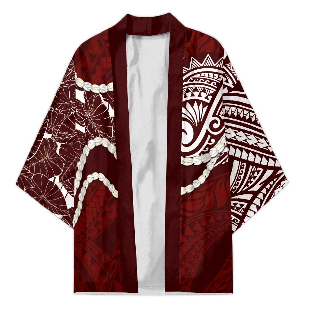 Aloha Hawaii Kalo Pikake Lei Kimono Chest Tattoo Oxblood Hawaiian Pattern LT14 Unisex Oxblood - Polynesian Pride