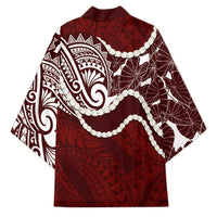 Aloha Hawaii Kalo Pikake Lei Kimono Chest Tattoo Oxblood Hawaiian Pattern LT14 - Polynesian Pride