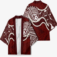 Aloha Hawaii Kalo Pikake Lei Kimono Chest Tattoo Oxblood Hawaiian Pattern LT14 - Polynesian Pride