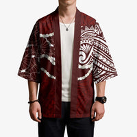 Aloha Hawaii Kalo Pikake Lei Kimono Chest Tattoo Oxblood Hawaiian Pattern LT14 - Polynesian Pride