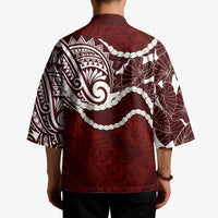 Aloha Hawaii Kalo Pikake Lei Kimono Chest Tattoo Oxblood Hawaiian Pattern LT14 - Polynesian Pride